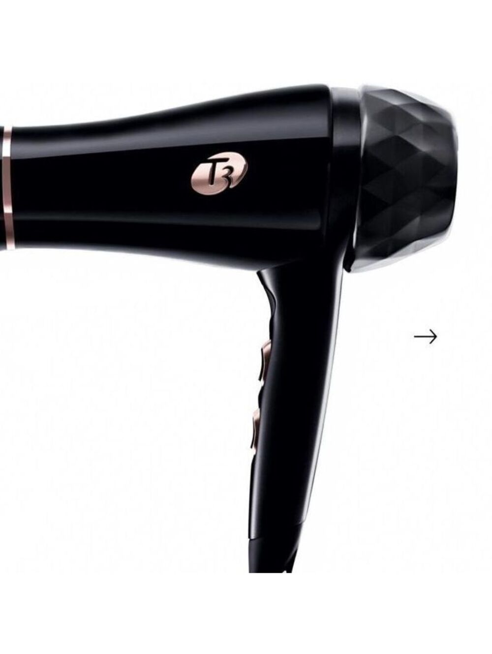 T3 Featherweight 2 Hair Dryer Rose Gold Glossy Black